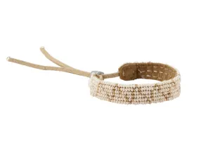 Adjustable Leather ZigZag Bracelet (Pearl, Gold)