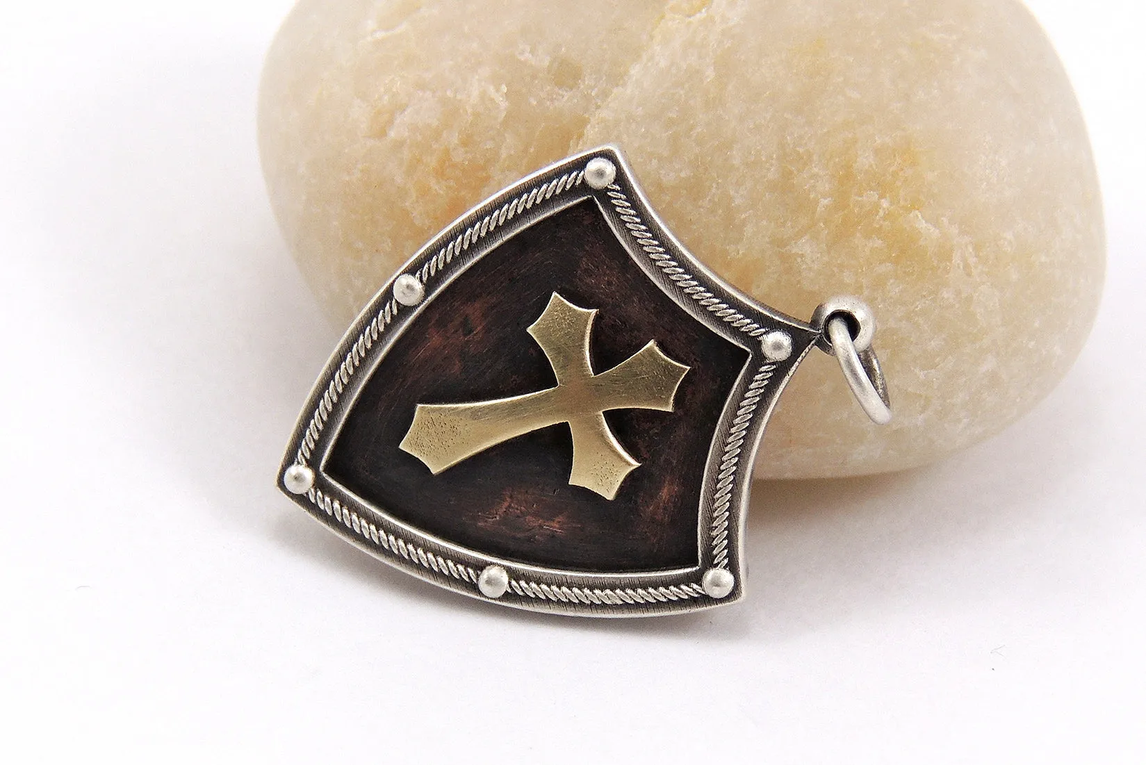 Antique Style Cross Pendant - 14K Gold / Silver / Copper