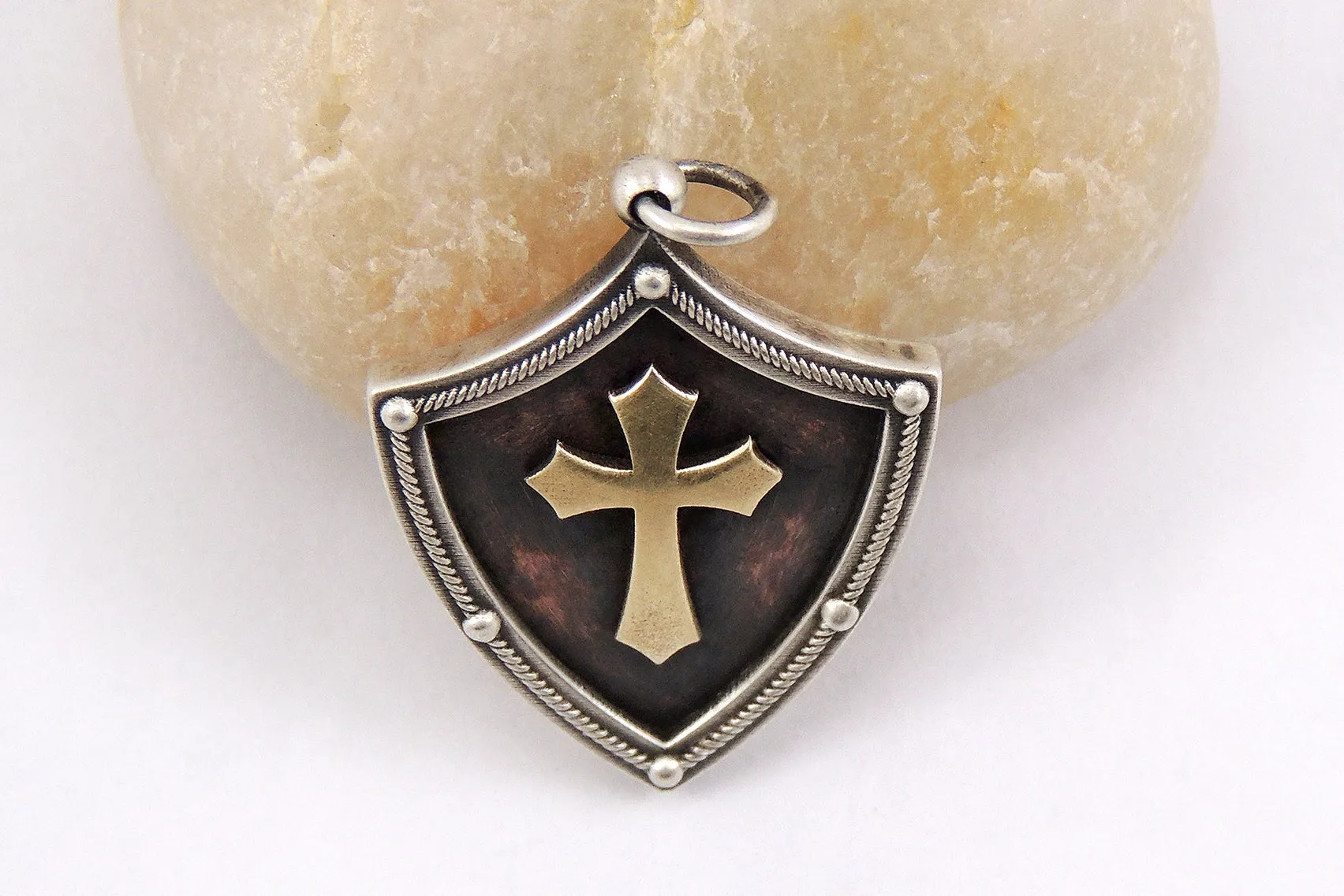 Antique Style Cross Pendant - 14K Gold / Silver / Copper