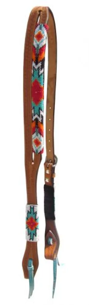 Argentina cow leather split ear aztec beaded headstall