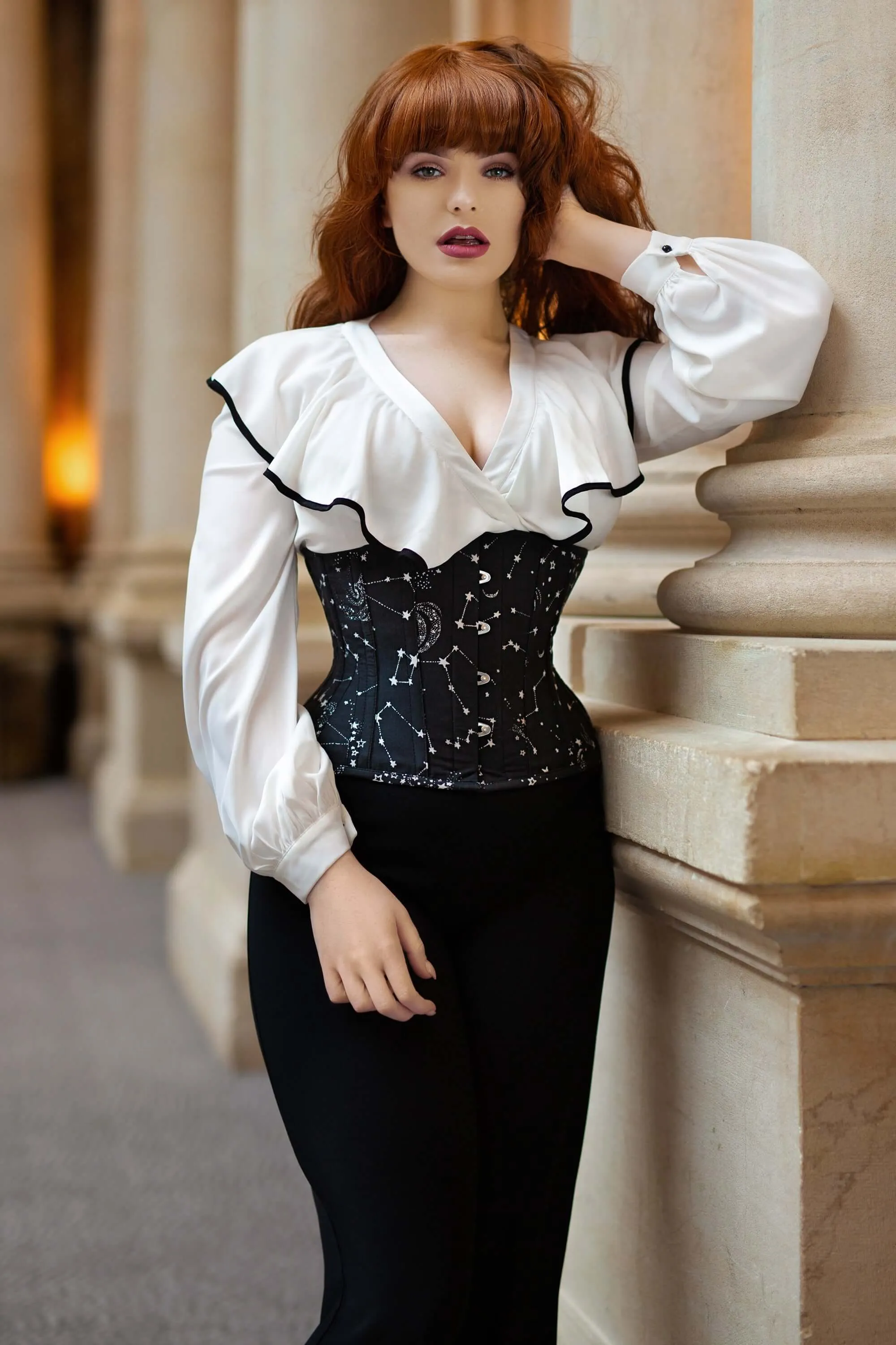 Astronomy cotton print underbust corset