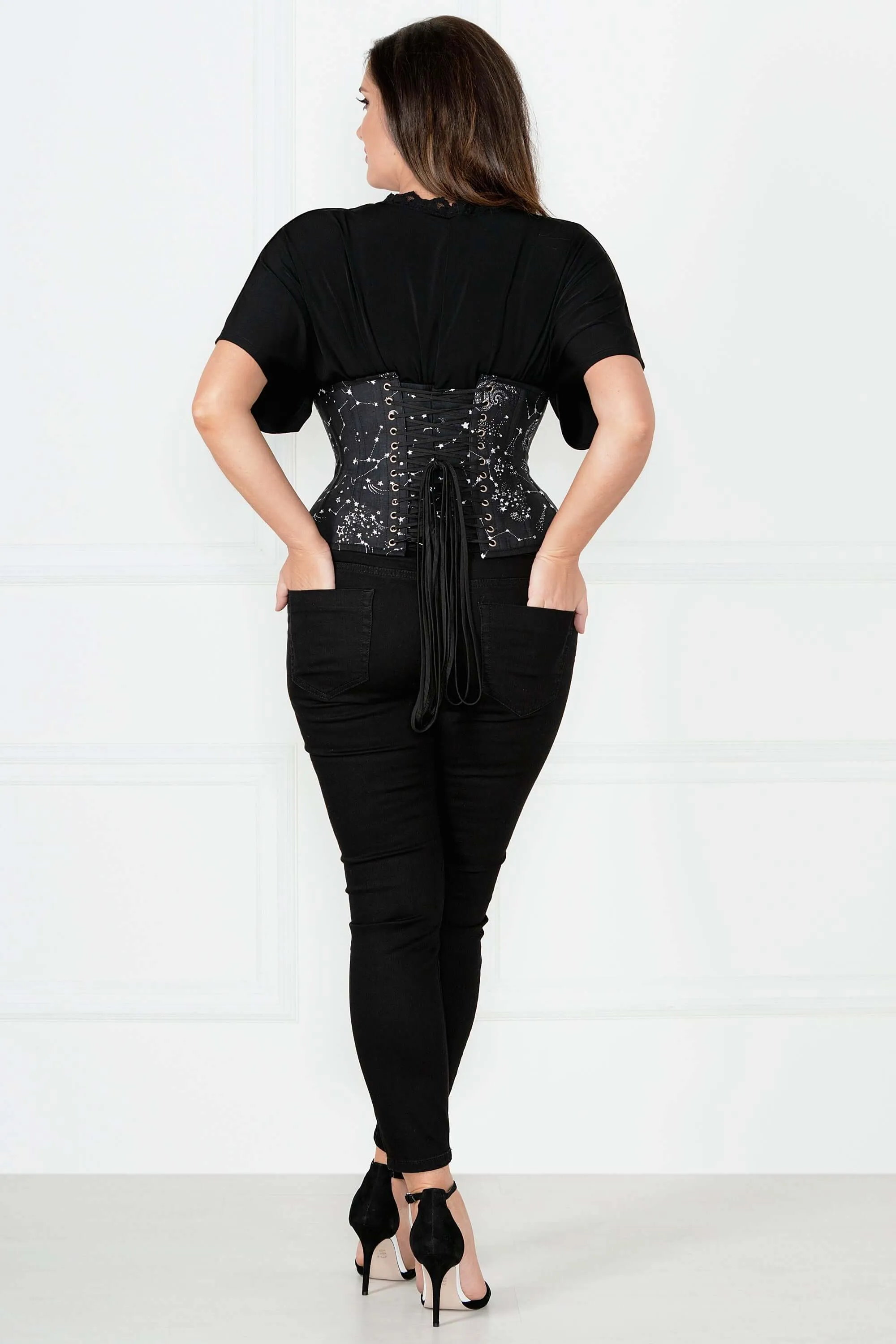 Astronomy cotton print underbust corset