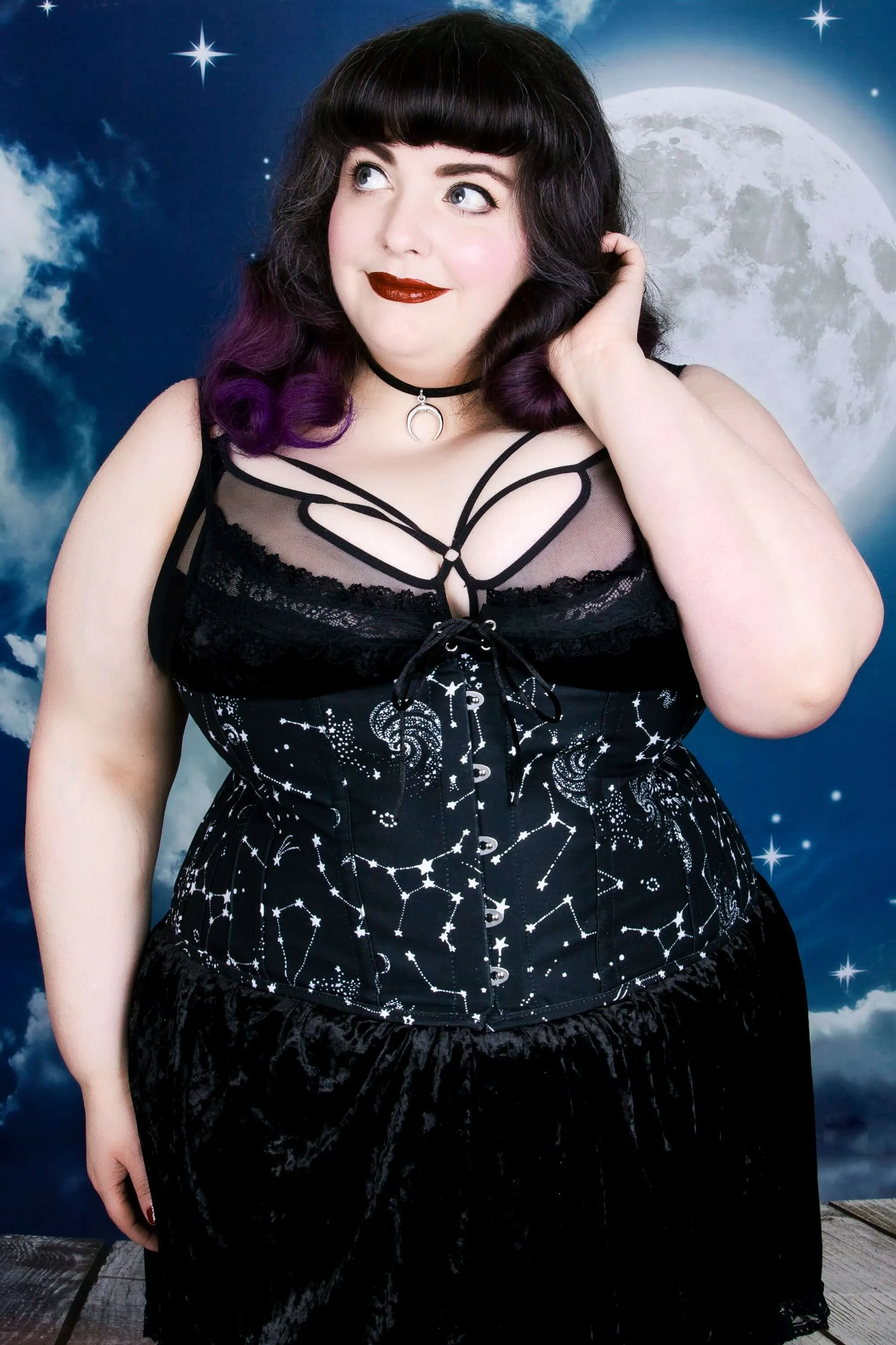 Astronomy cotton print underbust corset