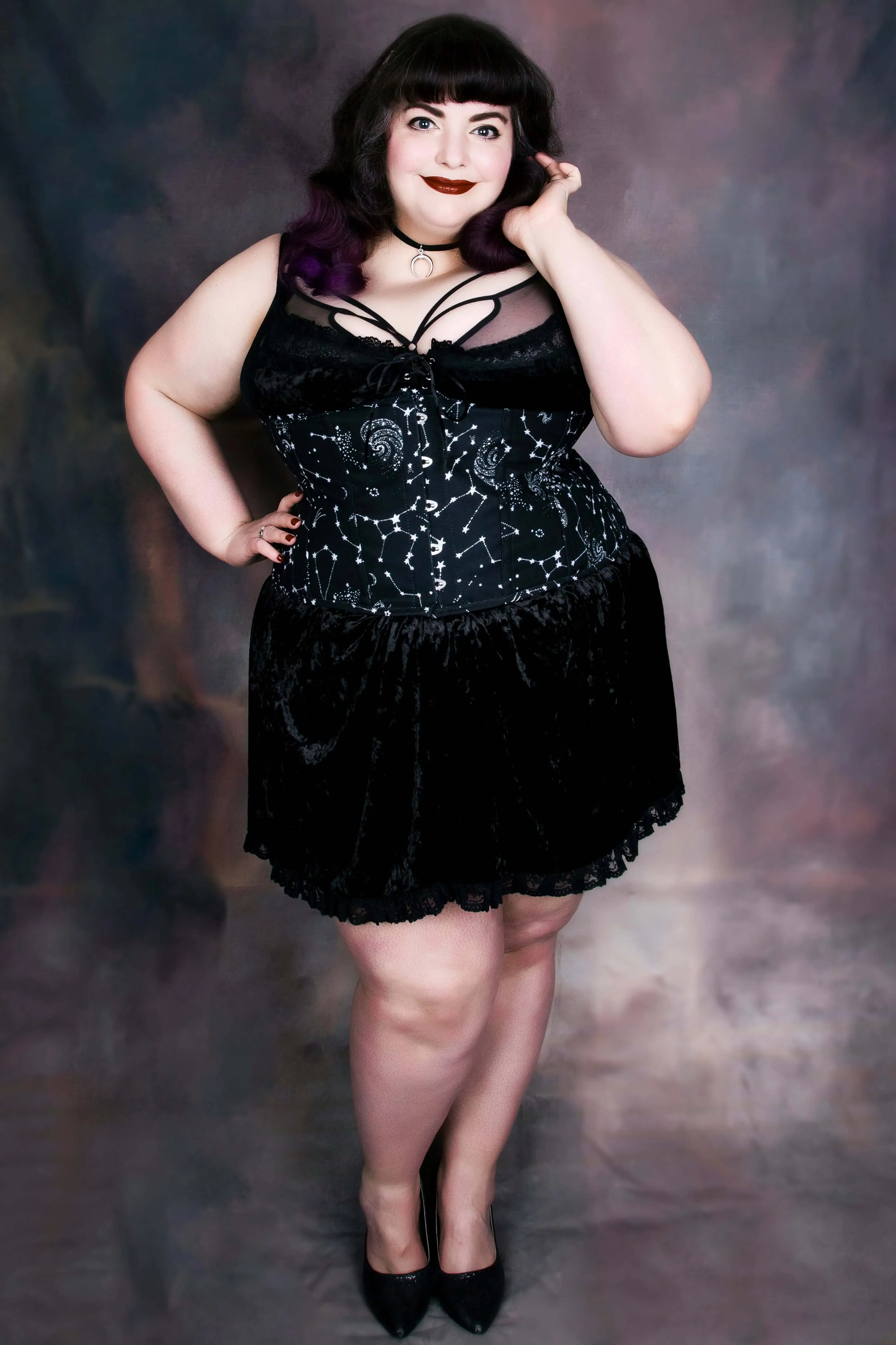Astronomy cotton print underbust corset