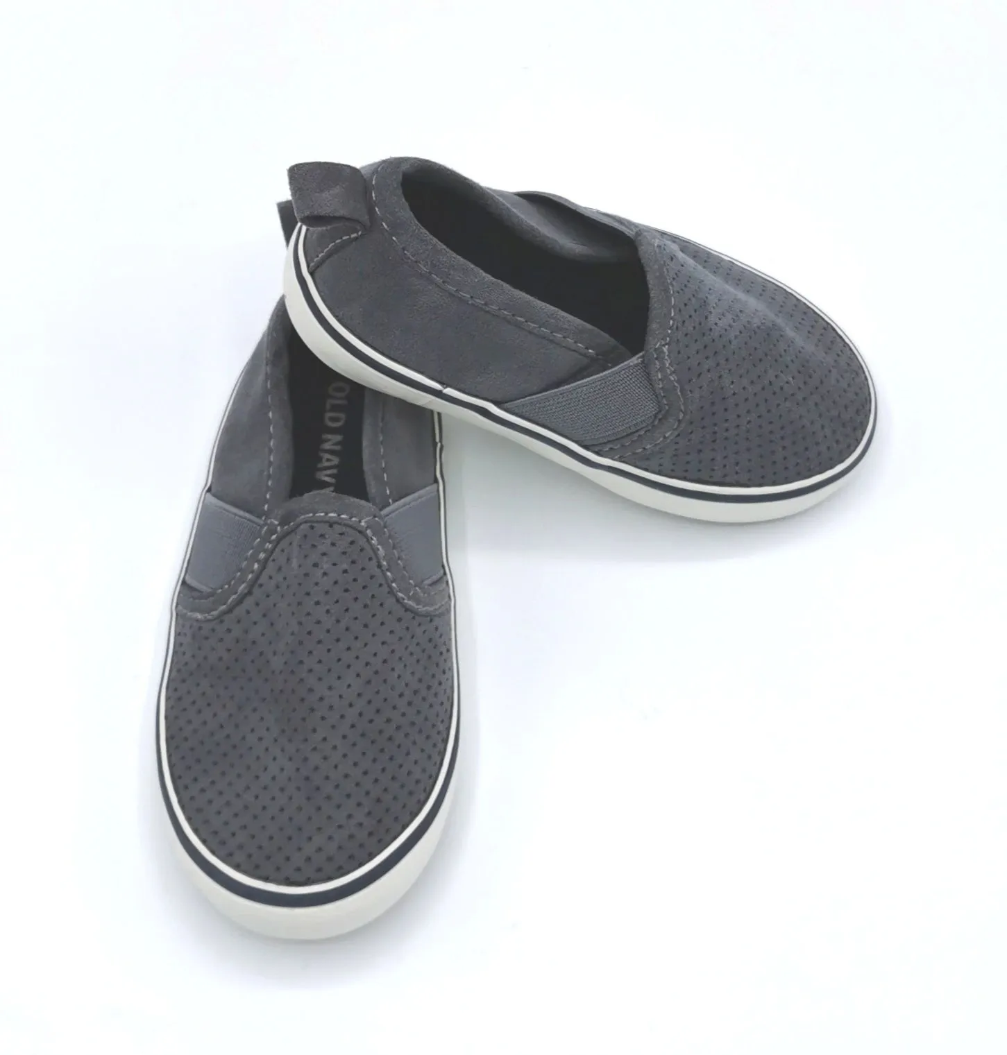 BABY BOY SIZE 5 TODDLER - OLD NAVY, Grey Slip-on Tennis Shoes EUC B9