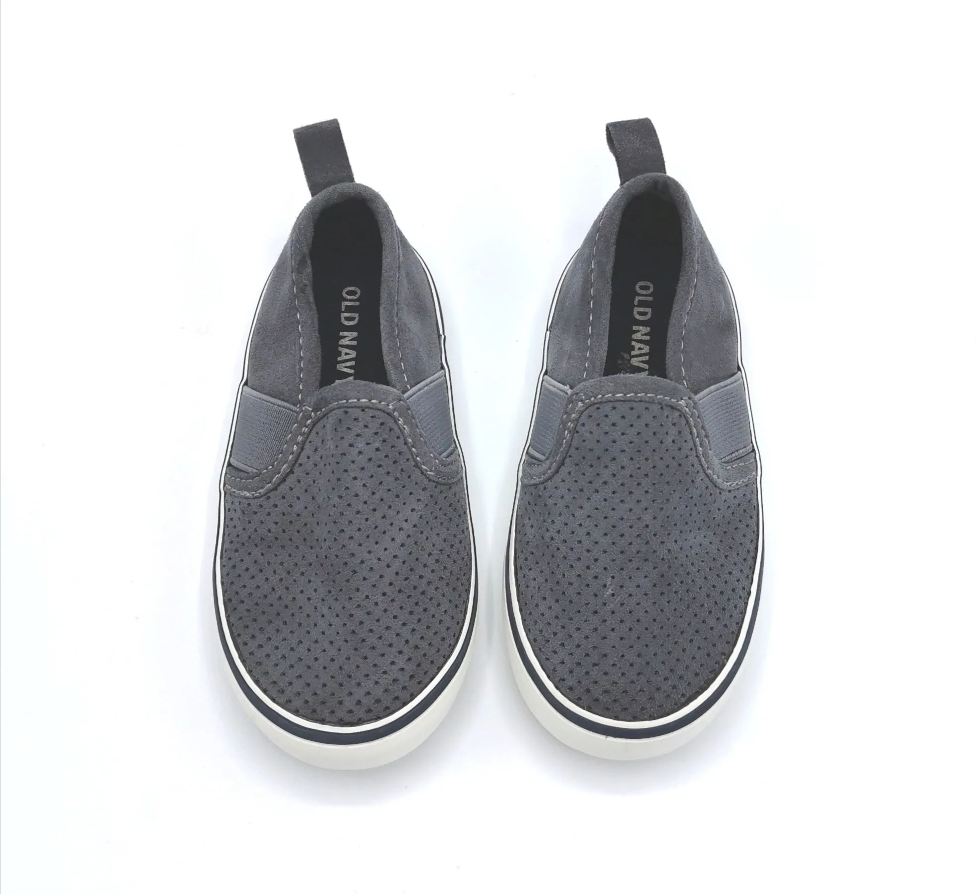 BABY BOY SIZE 5 TODDLER - OLD NAVY, Grey Slip-on Tennis Shoes EUC B9