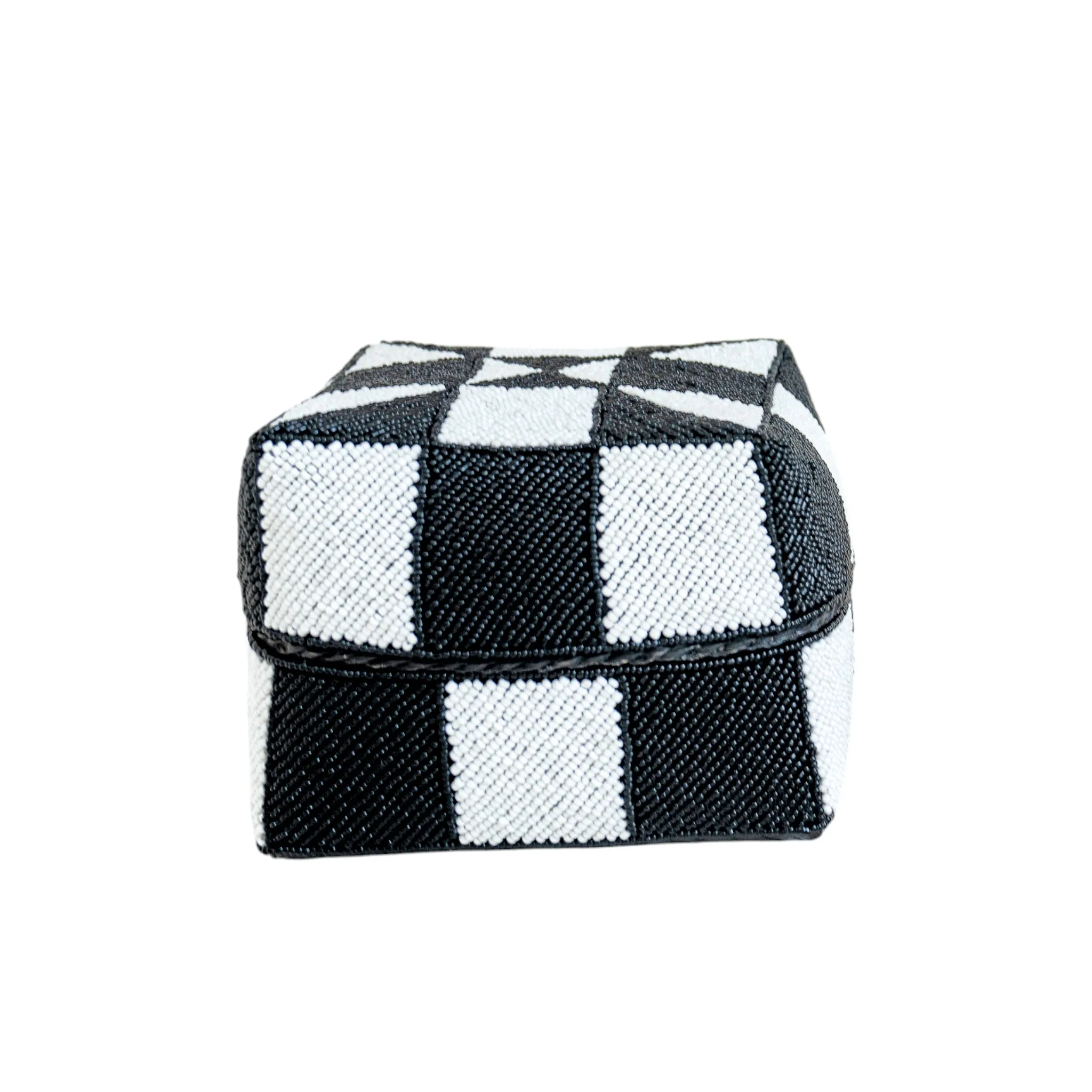 Bali Decorative Black and White Beaded Box-Set of 3