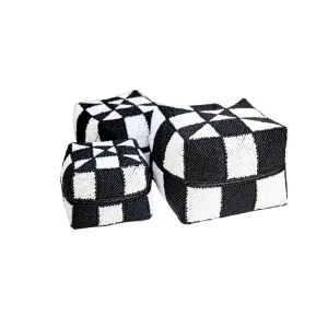 Bali Decorative Black and White Beaded Box-Set of 3