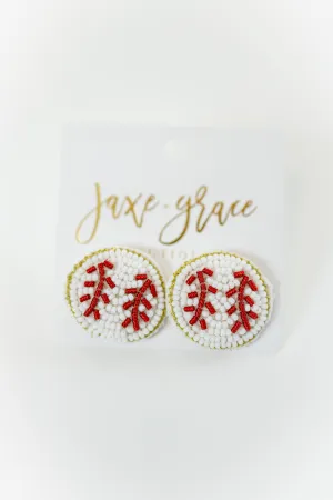 Baseball/Softball Beaded Stud Earrings