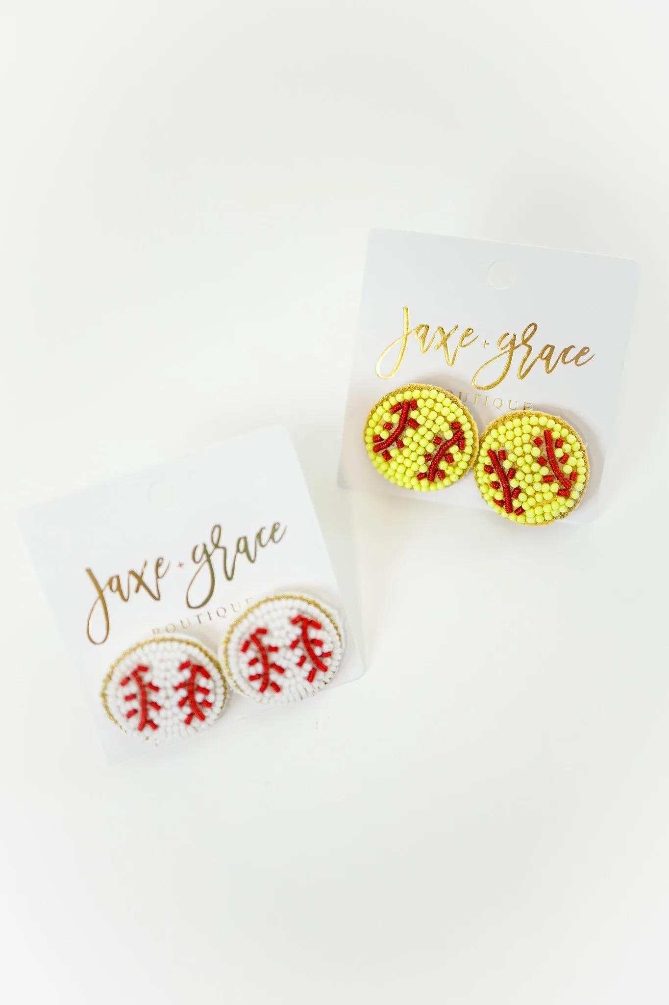 Baseball/Softball Beaded Stud Earrings