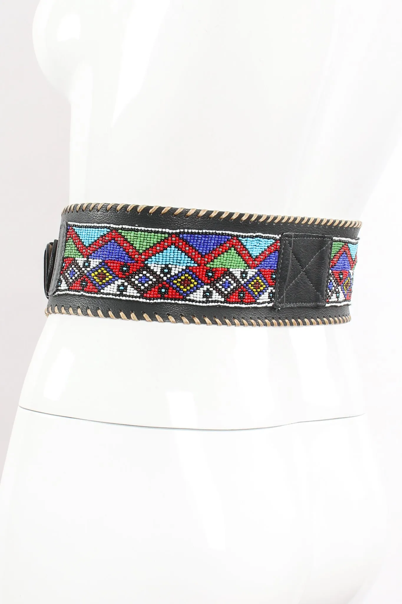 Beaded Leather Belt