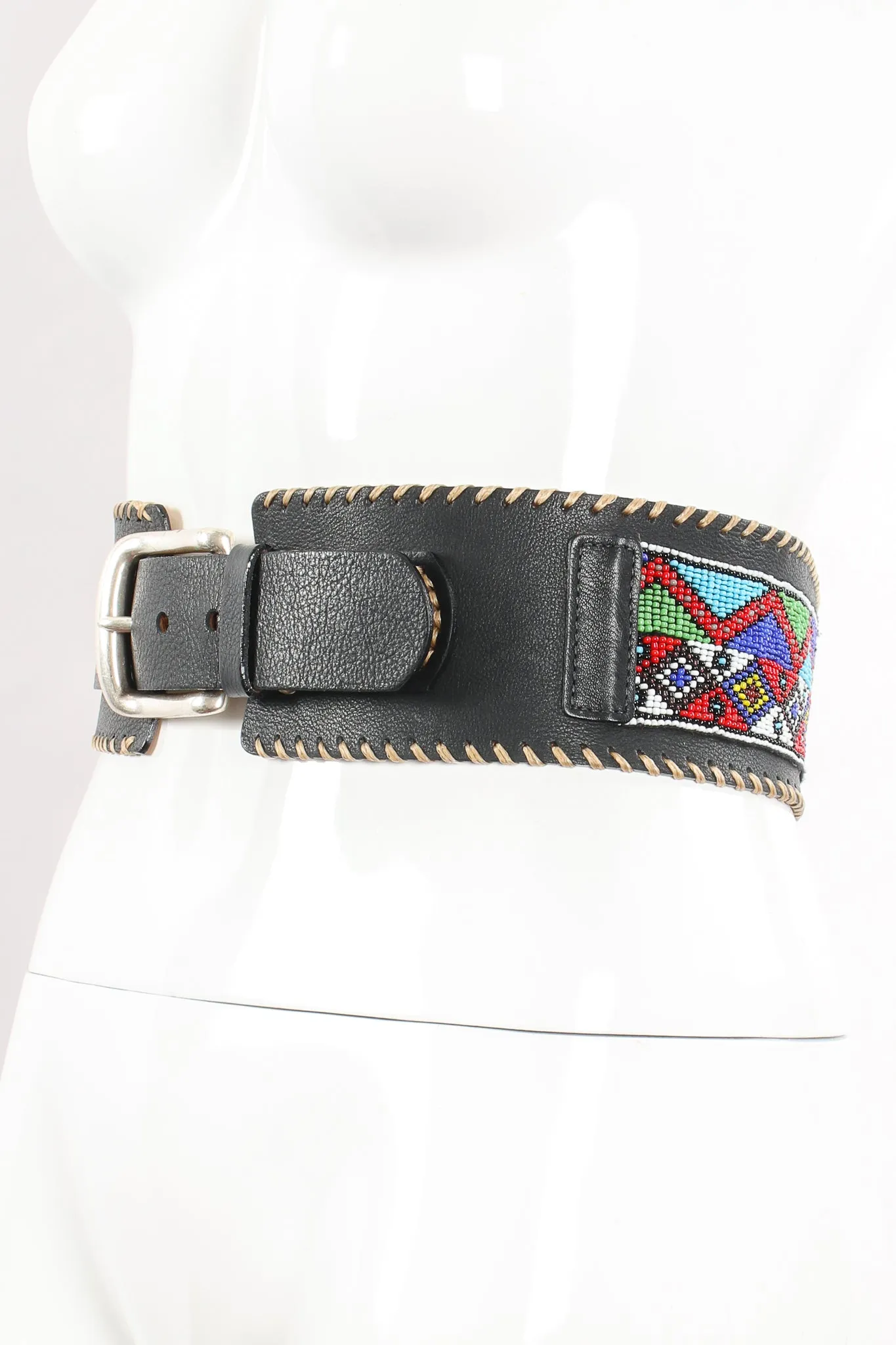 Beaded Leather Belt