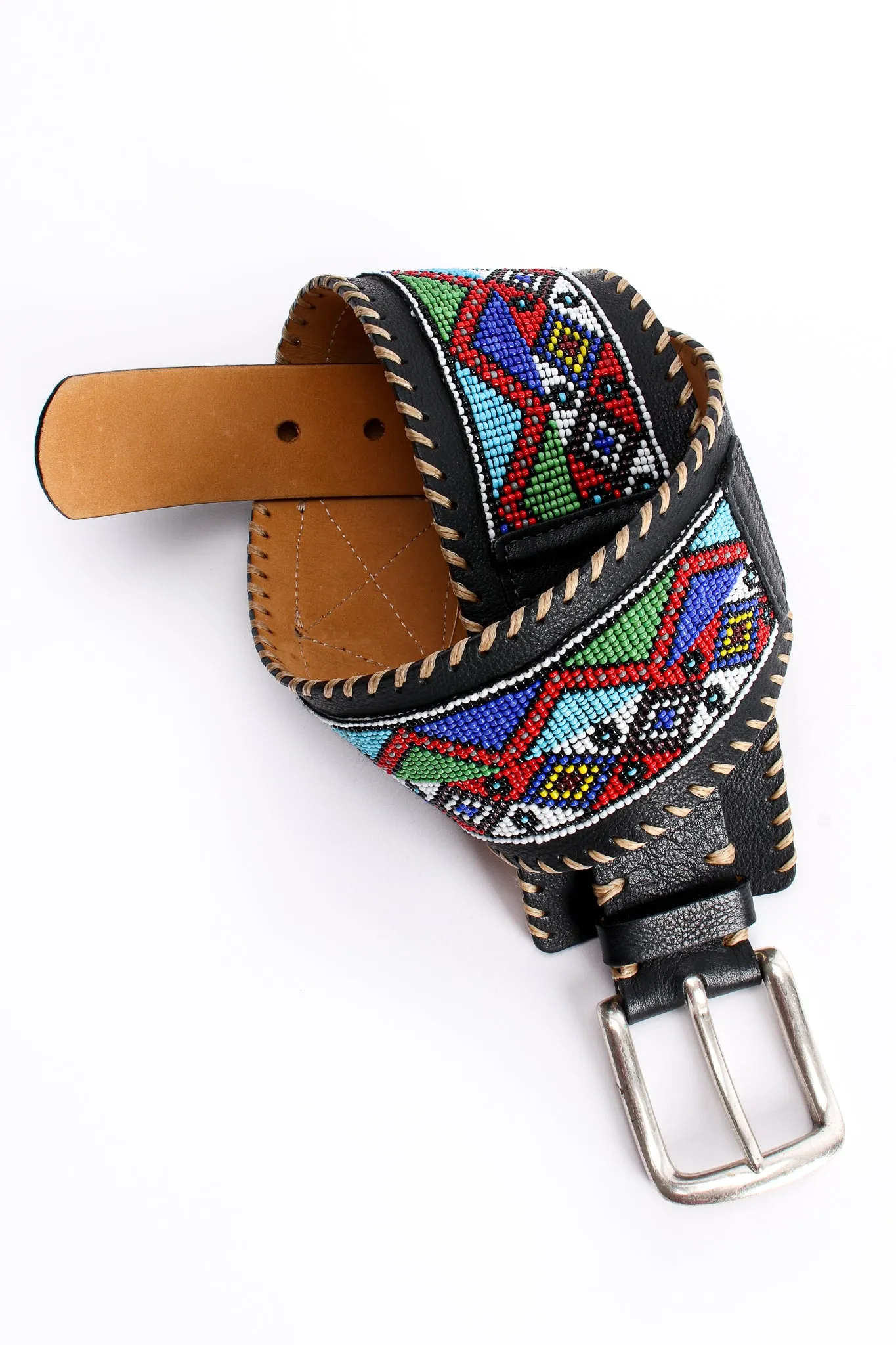 Beaded Leather Belt