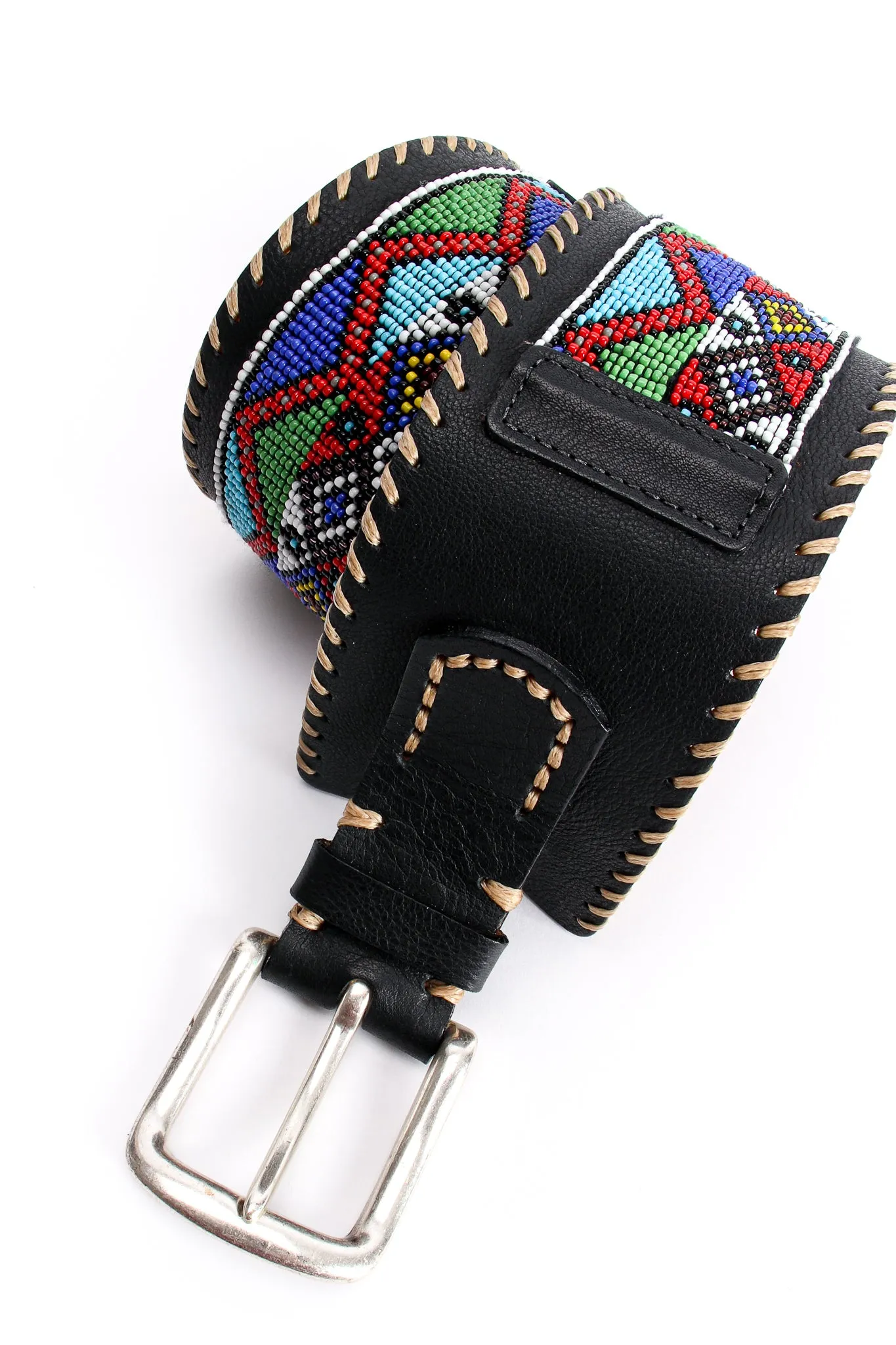 Beaded Leather Belt