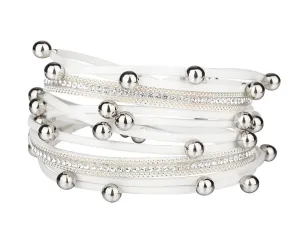 Beaded White Double Wrap Leather Bracelet
