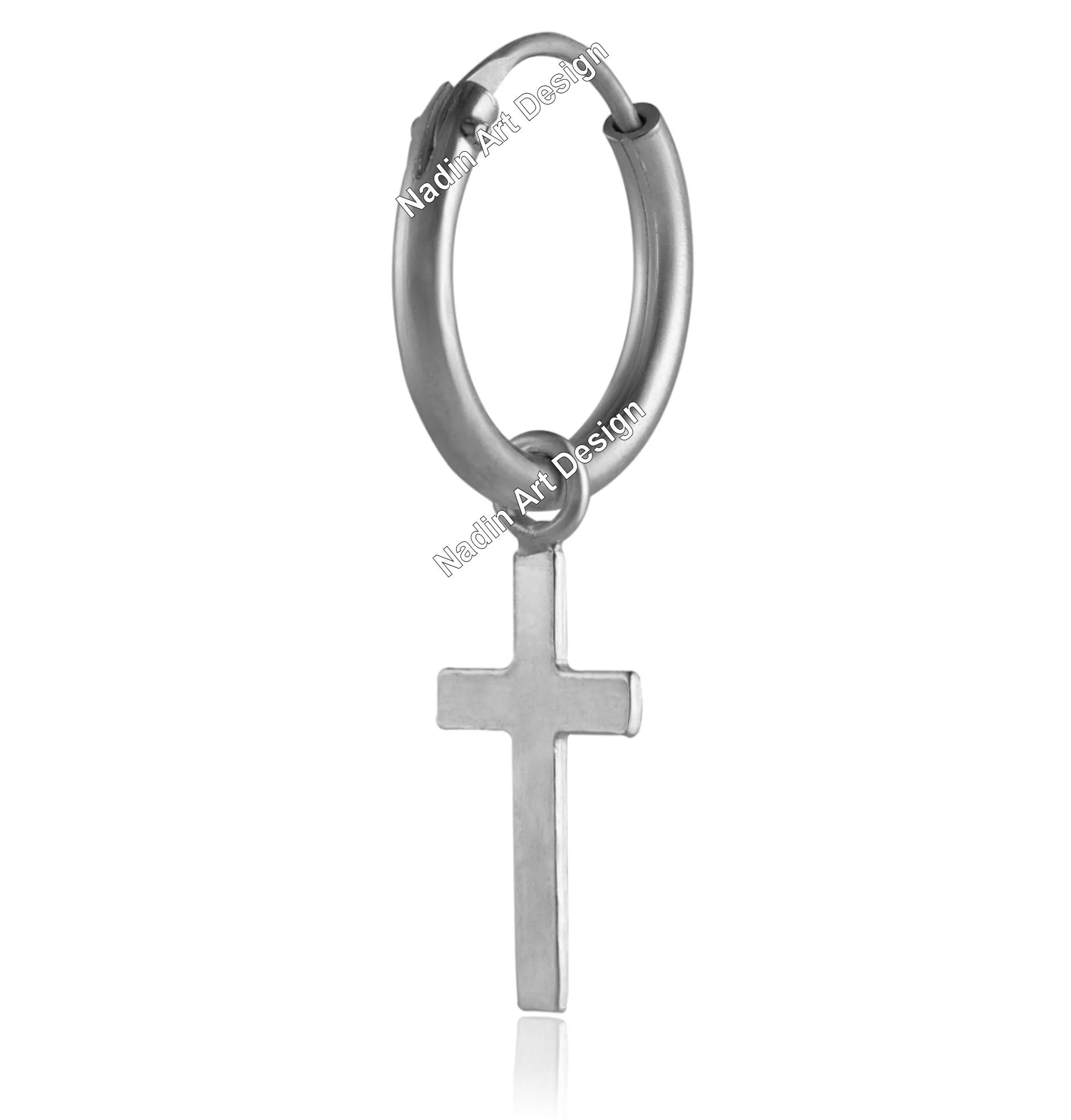 Black Cross Earring - Handmade Gothic Jewelry for men or women - Oxidized Sterling silver