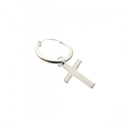 Black Cross Earring - Handmade Gothic Jewelry for men or women - Oxidized Sterling silver