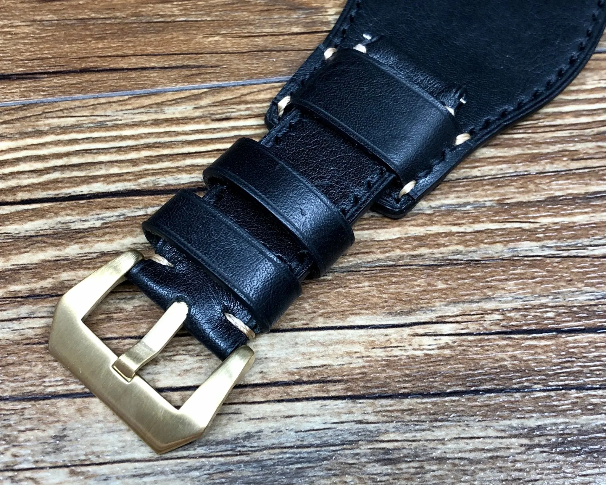 Black Leather Watch Straps, Leather Bund Straps 22mm, Genuine Leather Watch Band 22mm for Seiko Black Gold Prospex, Mens Wrist Watch Band Christmas Gift Ideas