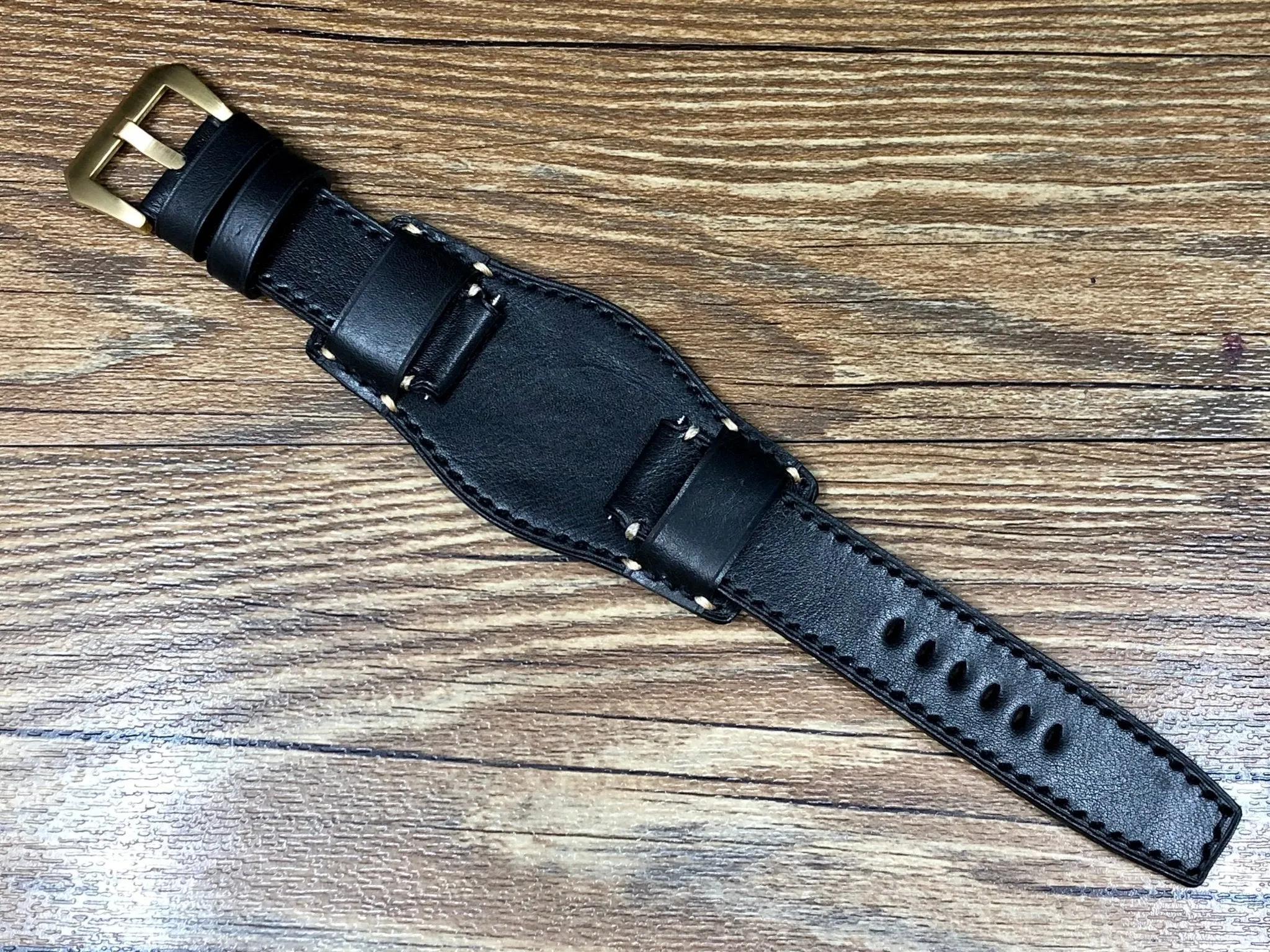 Black Leather Watch Straps, Leather Bund Straps 22mm, Genuine Leather Watch Band 22mm for Seiko Black Gold Prospex, Mens Wrist Watch Band Christmas Gift Ideas