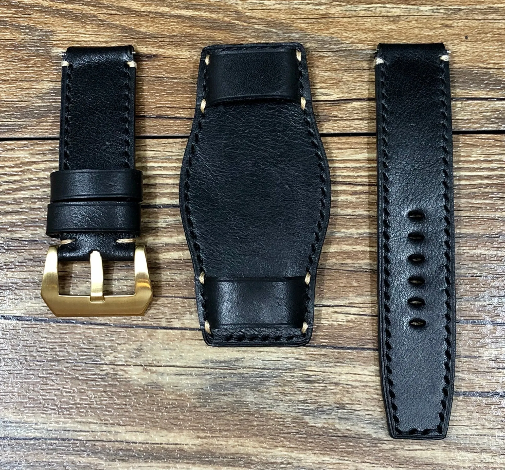 Black Leather Watch Straps, Leather Bund Straps 22mm, Genuine Leather Watch Band 22mm for Seiko Black Gold Prospex, Mens Wrist Watch Band Christmas Gift Ideas