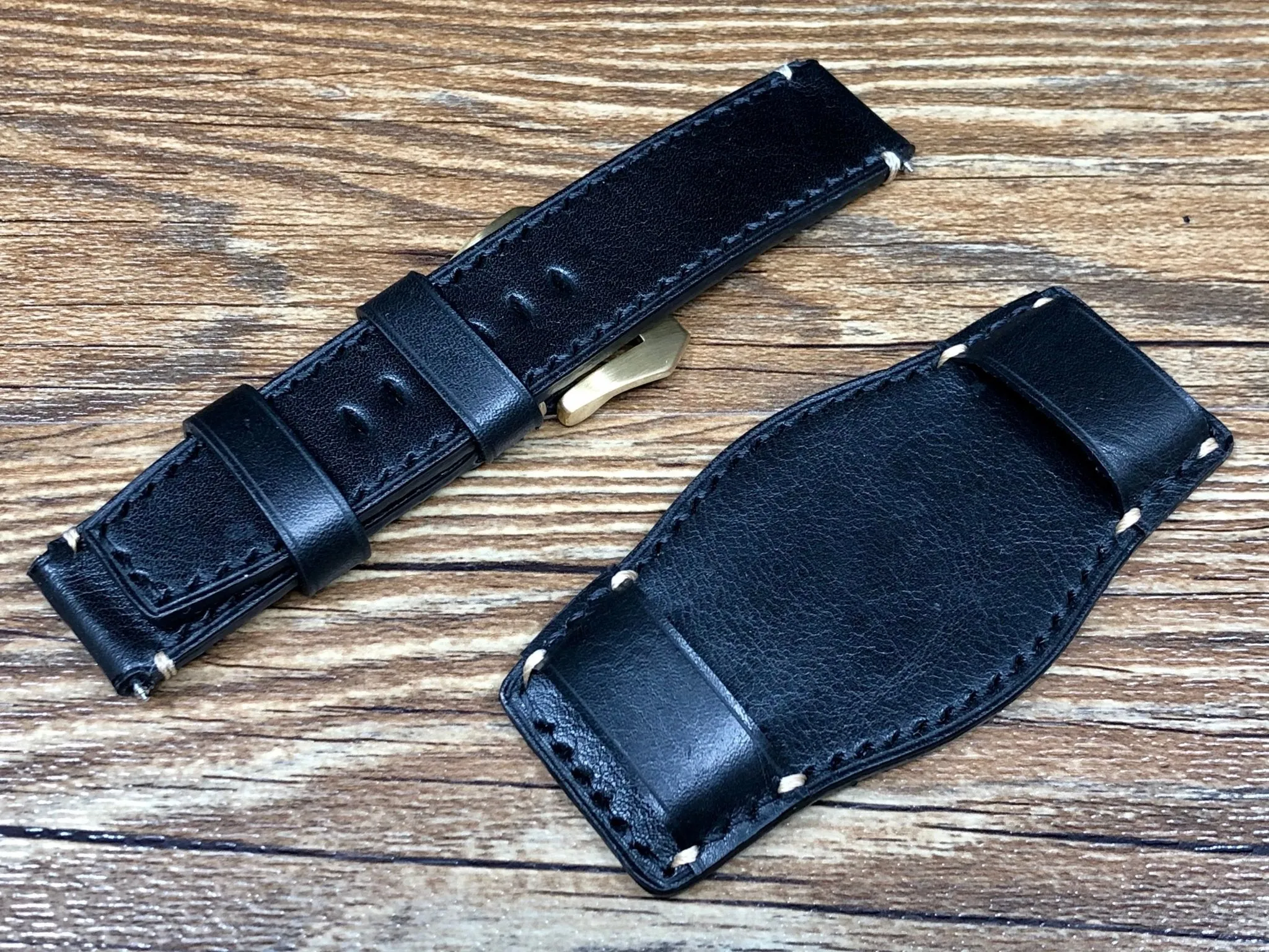 Black Leather Watch Straps, Leather Bund Straps 22mm, Genuine Leather Watch Band 22mm for Seiko Black Gold Prospex, Mens Wrist Watch Band Christmas Gift Ideas