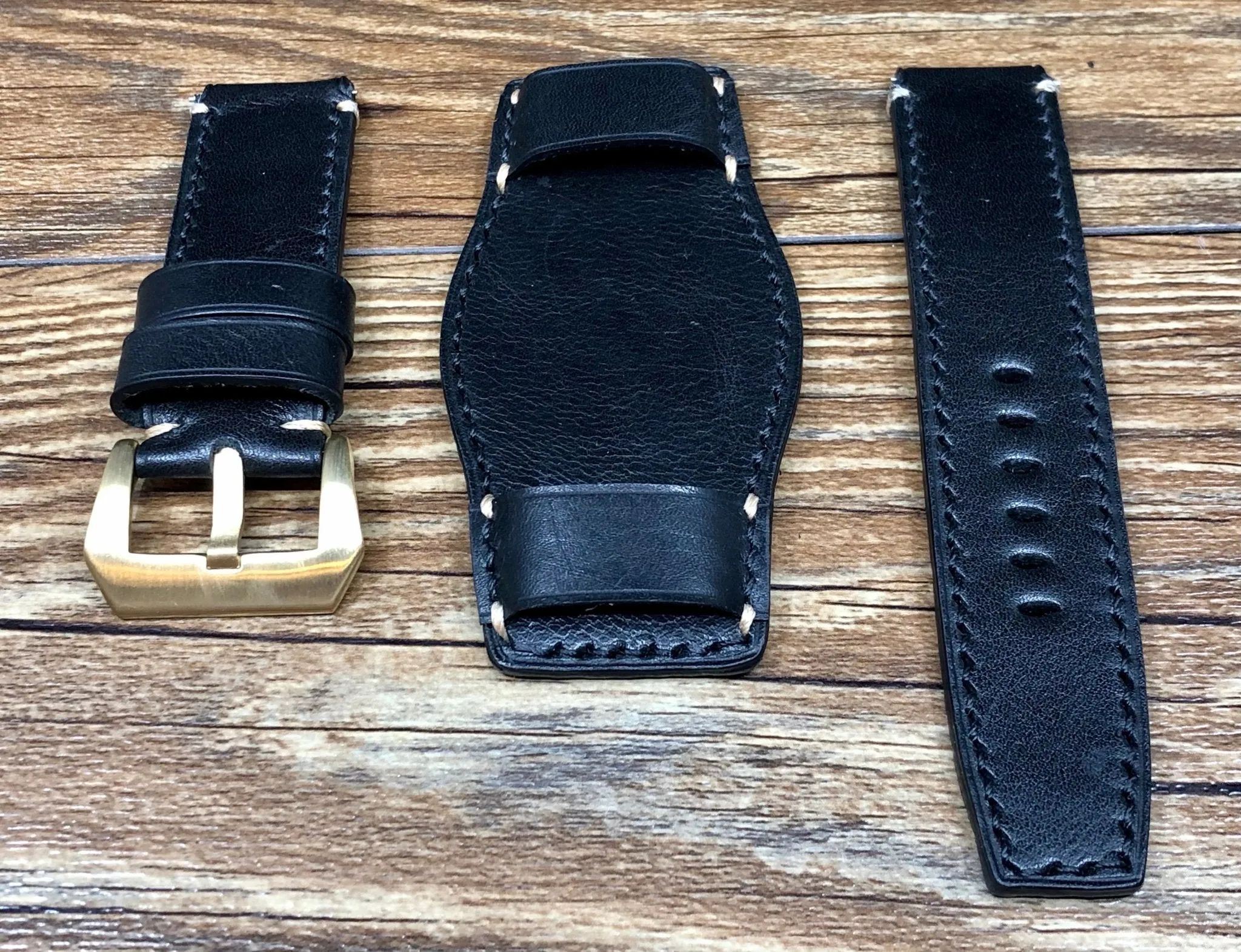 Black Leather Watch Straps, Leather Bund Straps 22mm, Genuine Leather Watch Band 22mm for Seiko Black Gold Prospex, Mens Wrist Watch Band Christmas Gift Ideas