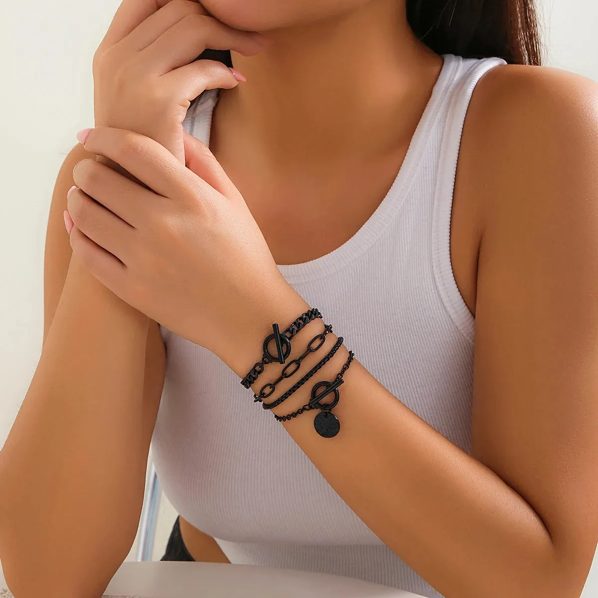 Black Multi Layered Bracelets