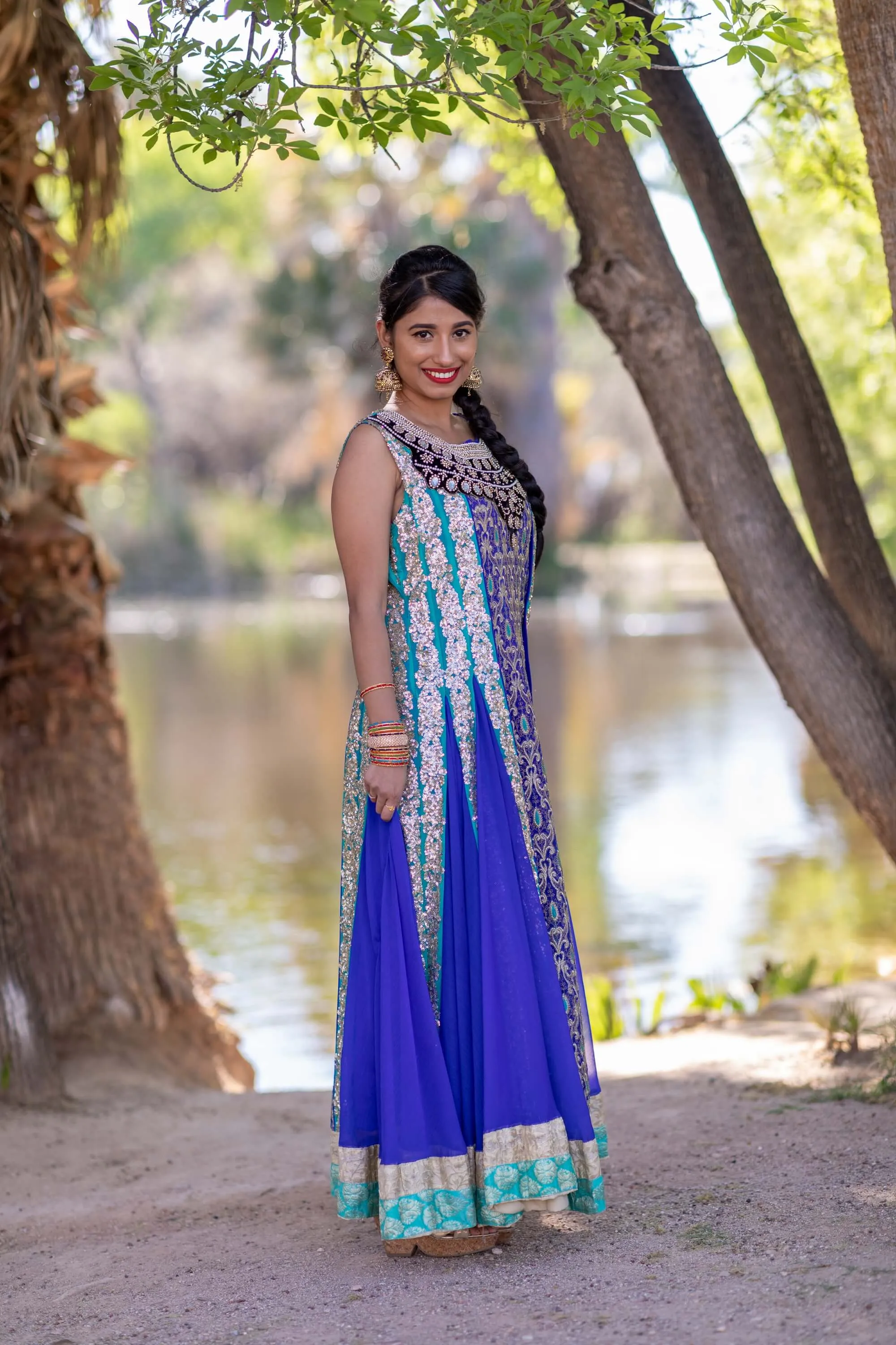 Blue Fancy Chiffon Gown-Dress
