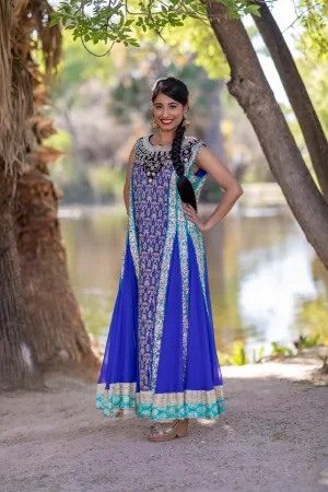 Blue Fancy Chiffon Gown-Dress