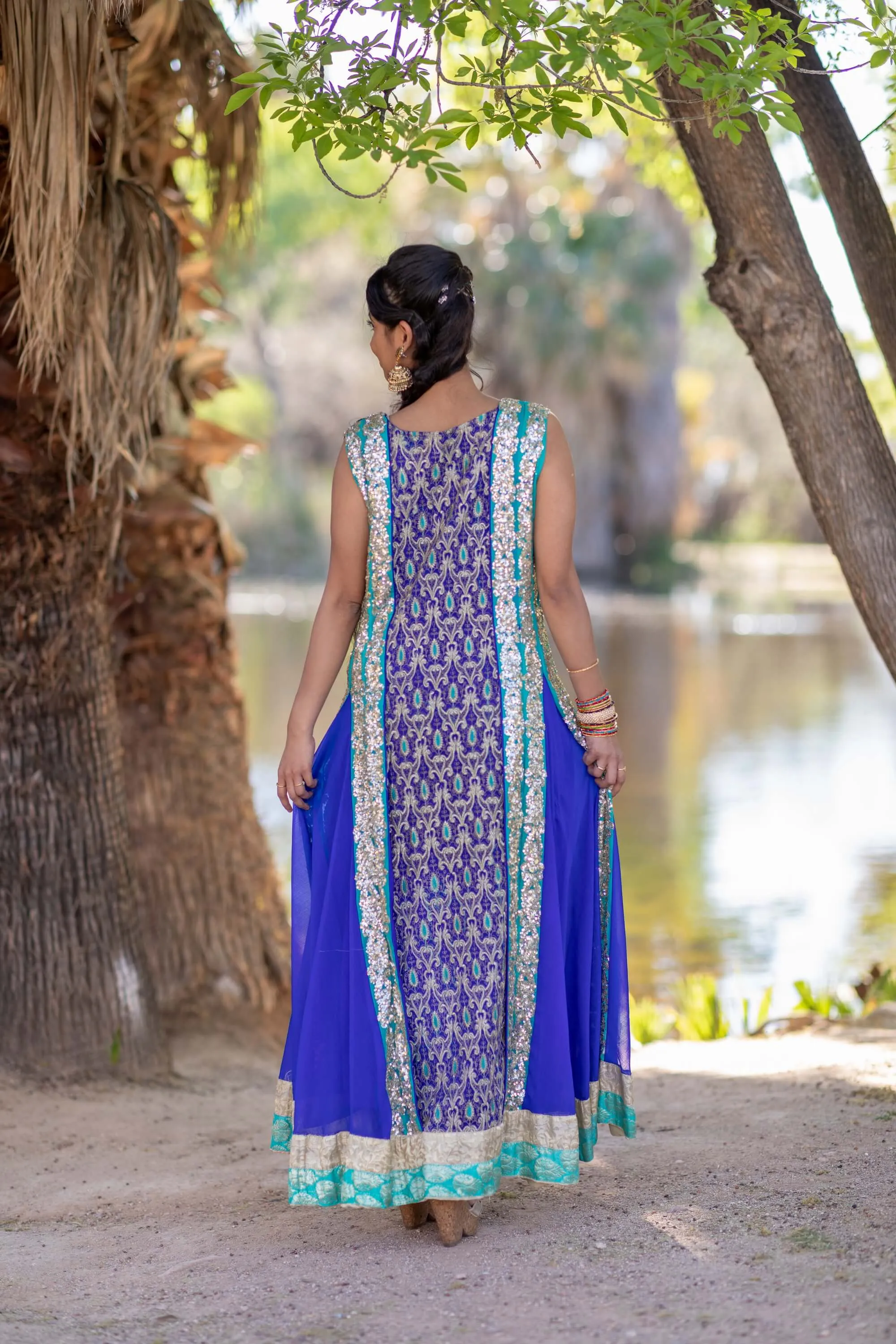 Blue Fancy Chiffon Gown-Dress