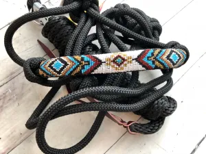Blue, Gold, White Diamond Beaded Knot Halter
