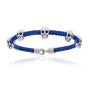 Blue Multi Skull Stingray with Silver