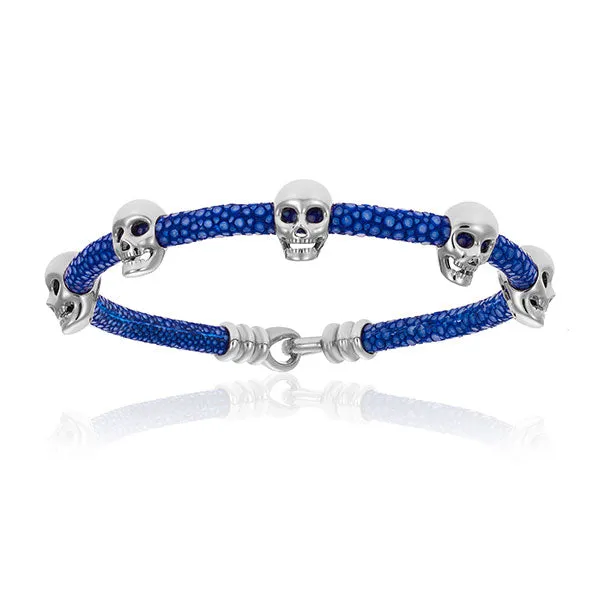Blue Multi Skull Stingray with Silver