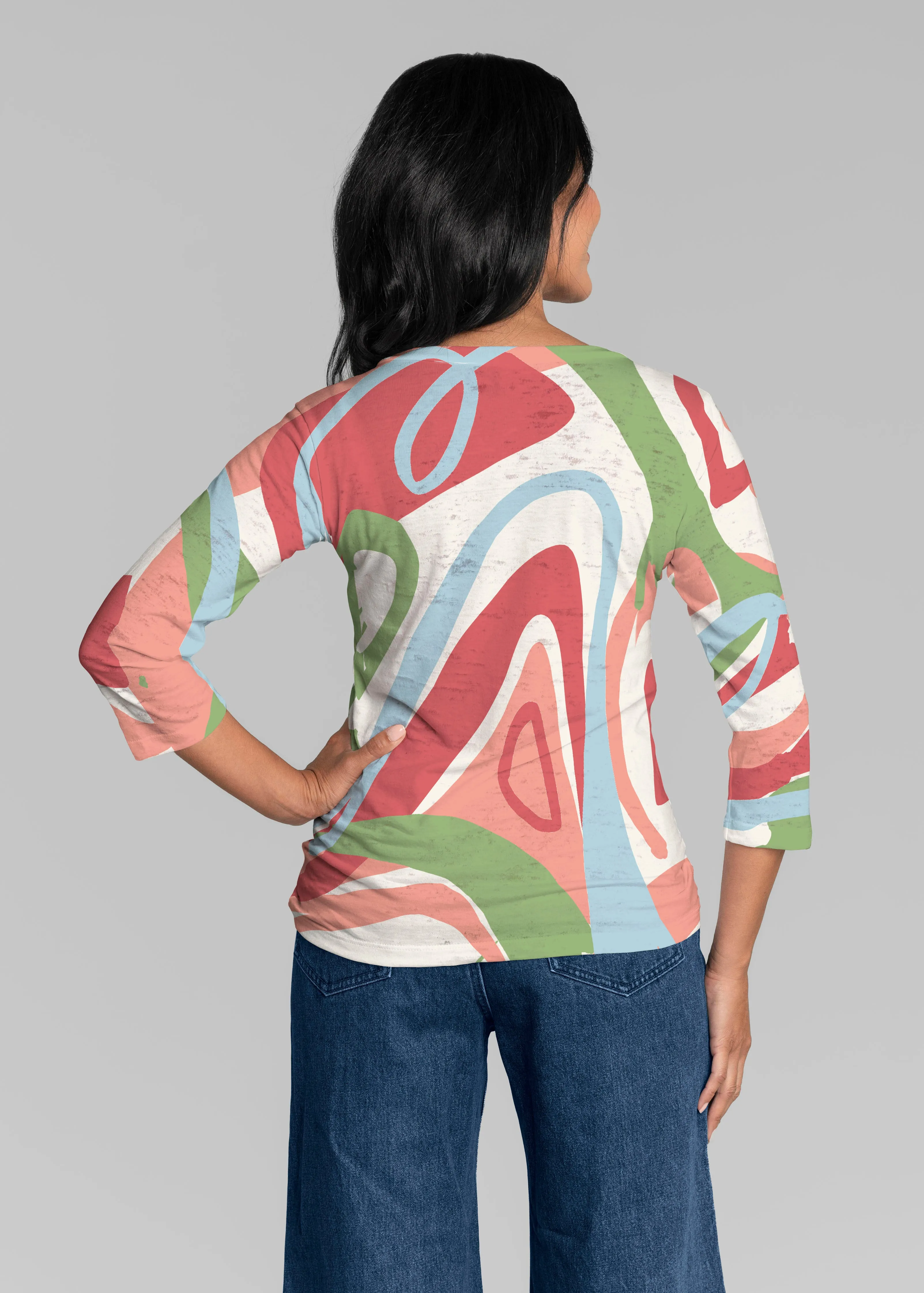 Boomerang (17292) ~ Signature 3/4 Sleeve V-Neck Top