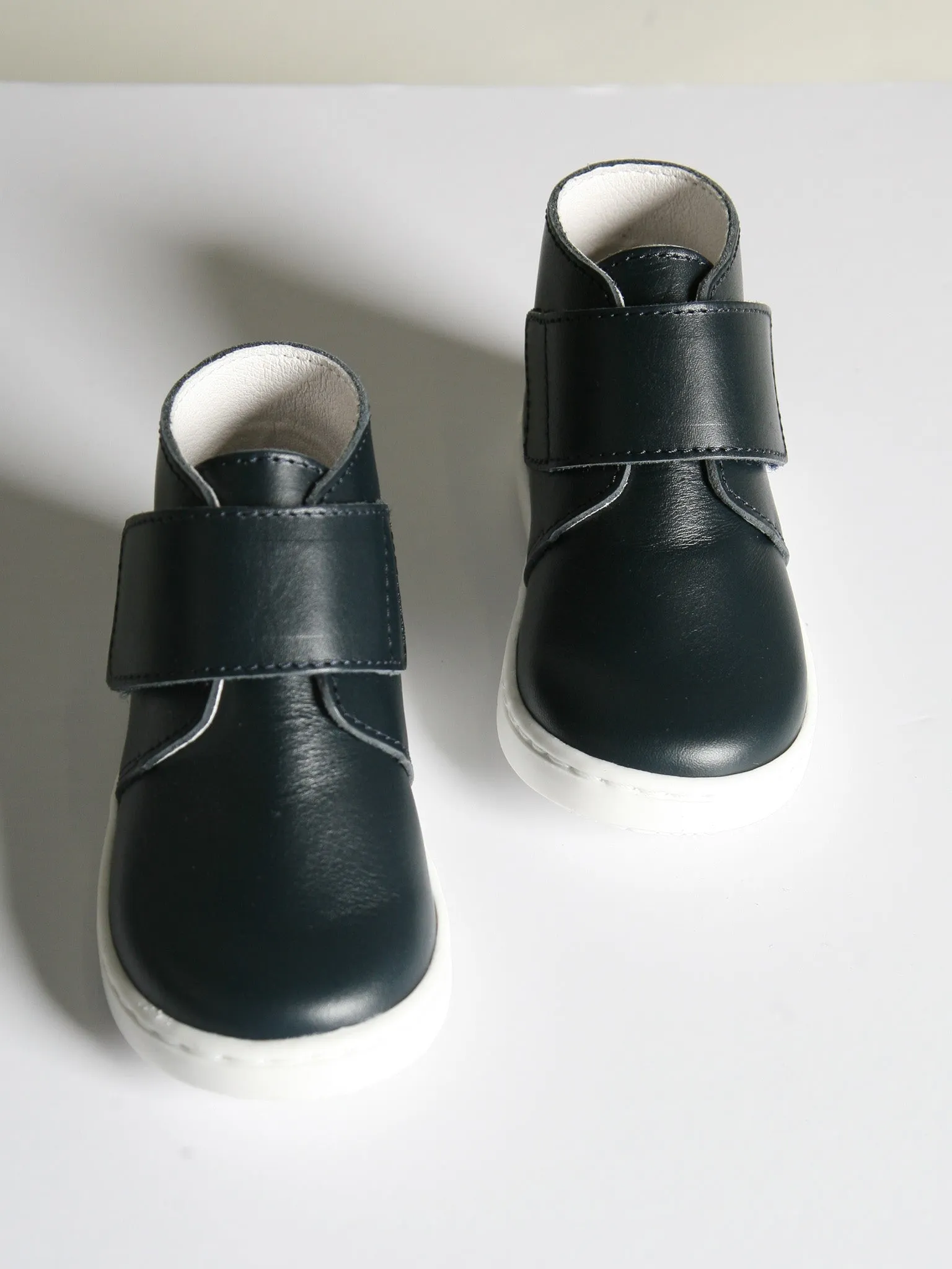 Borboleta Navy 'Andre' Leather Velcro Hi-Top Boots