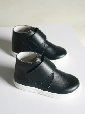 Borboleta Navy 'Andre' Leather Velcro Hi-Top Boots