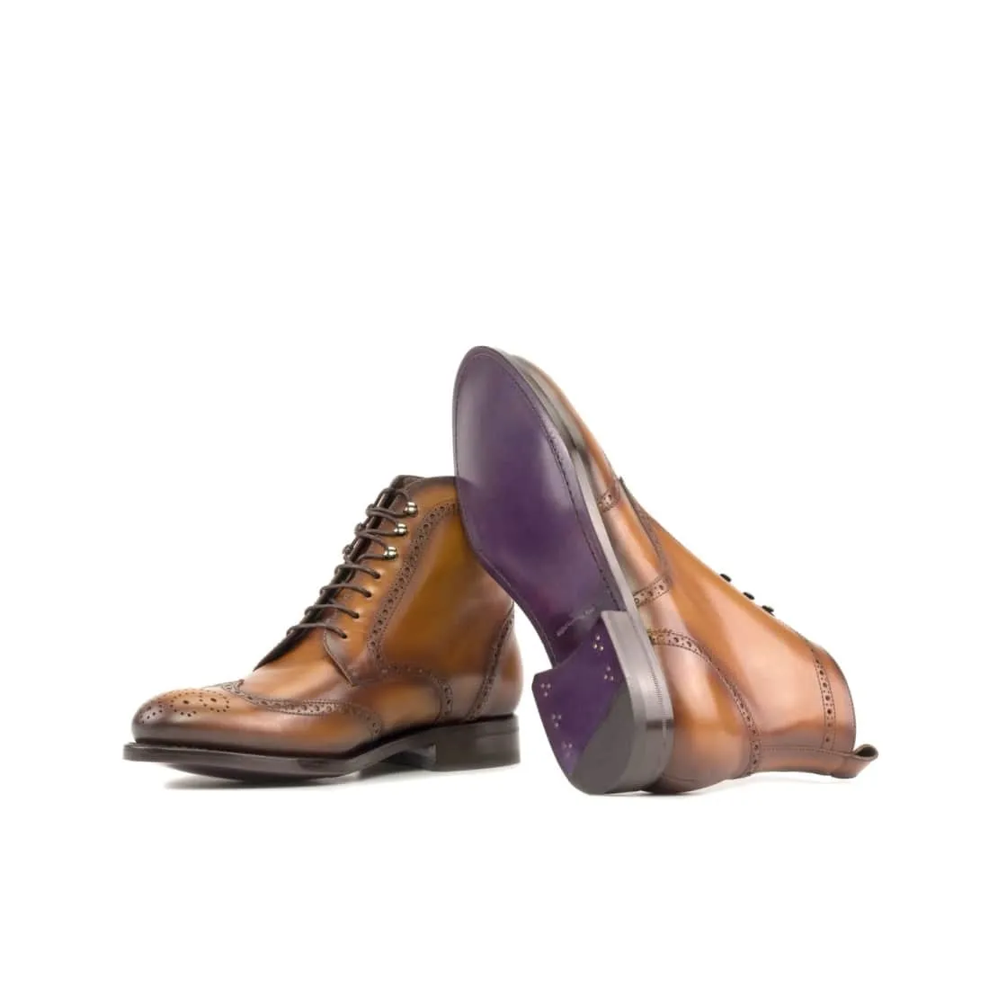 Bottines Derbies Brogue en cuir marron clair