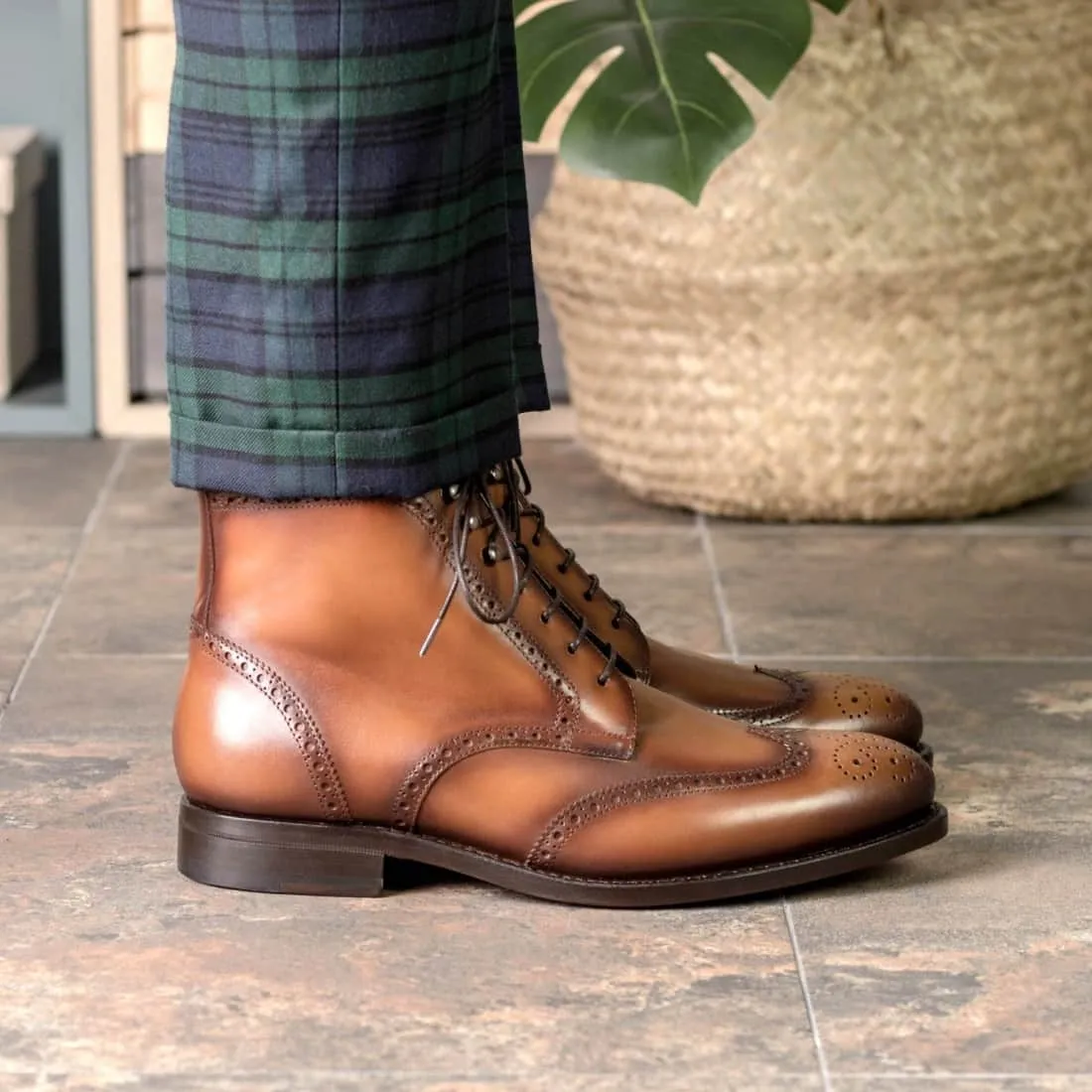 Bottines Derbies Brogue en cuir marron clair