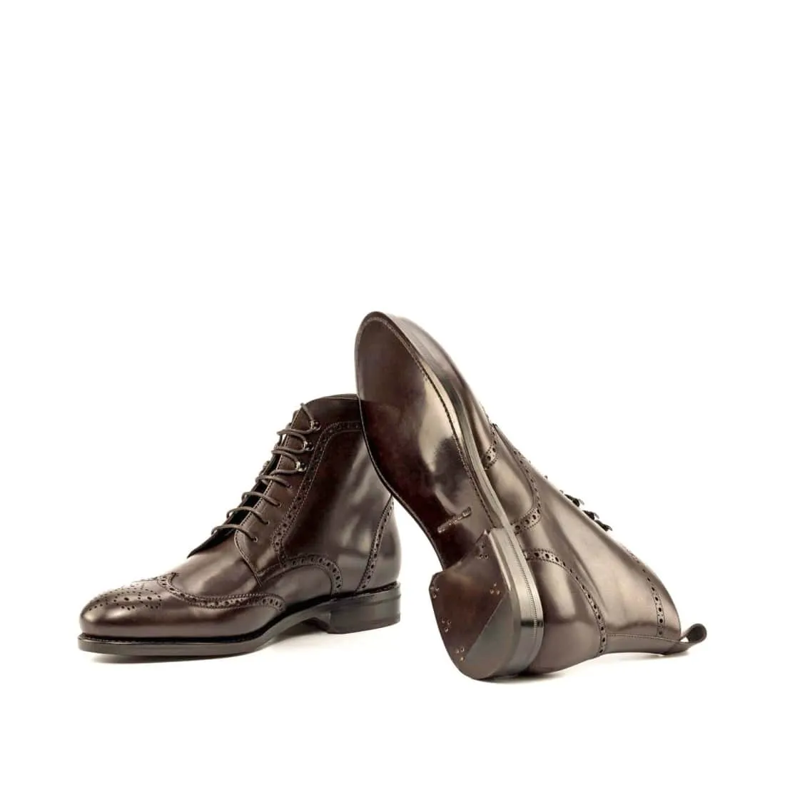 Bottines Derbies Brogue en cuir marron foncé
