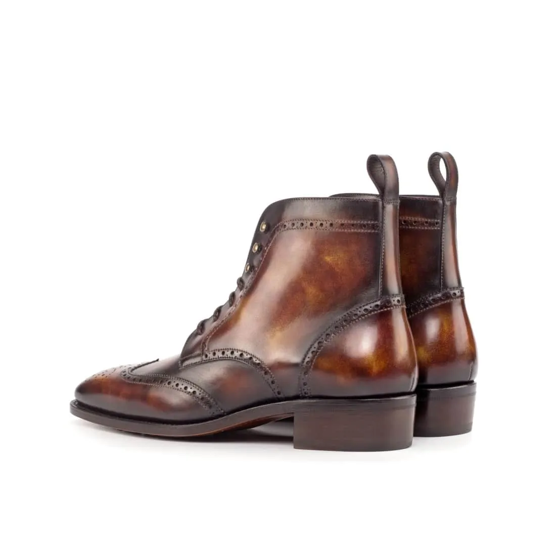 Bottines Derbies Brogue en cuir patiné marron