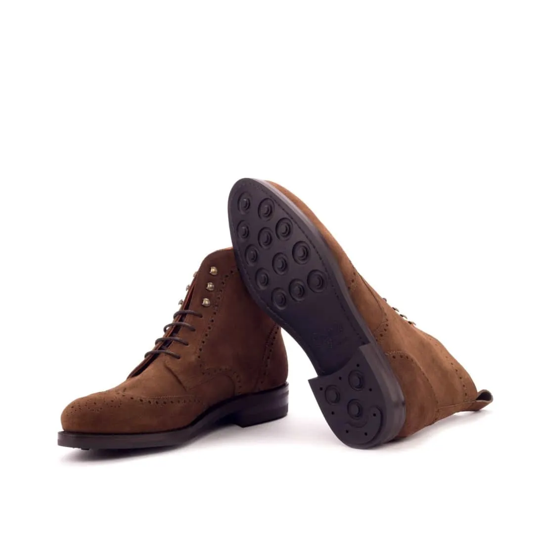Bottines Derbies Brogue en daim marron - Semelles Dainite®