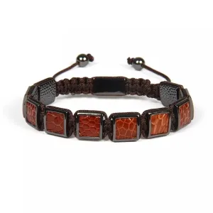 Brown Python Square Beads Braided Bracelet