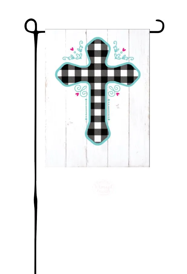 Buffalo Plaid Cross Garden Flag