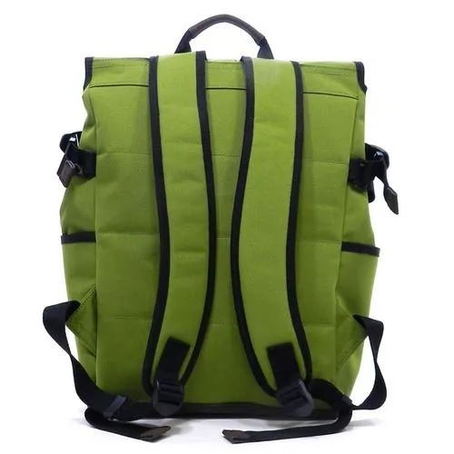 Canvas School Sport Backpack Bag Green I Pad laptop form Pocket Blanc