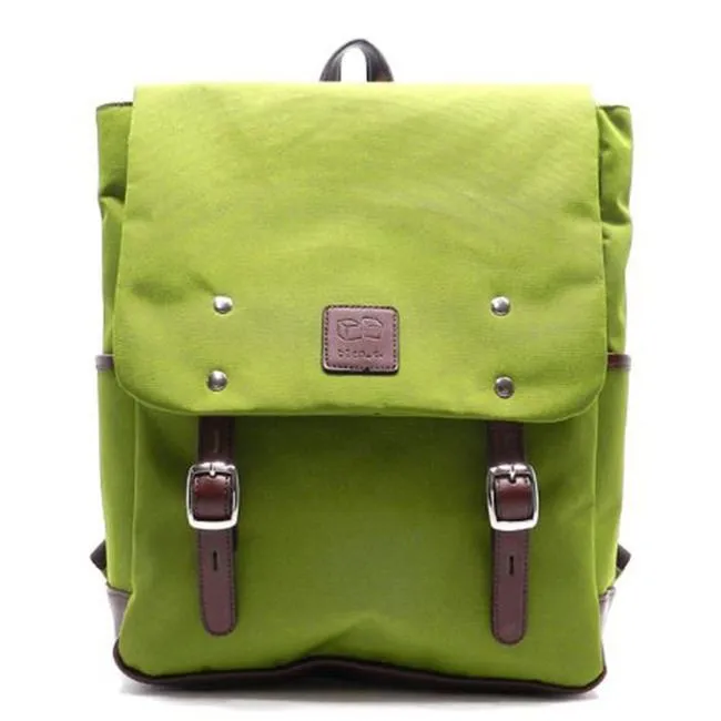 Canvas School Sport Backpack Bag Green I Pad laptop form Pocket Blanc