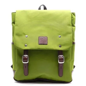 Canvas School Sport Backpack Bag Green I Pad laptop form Pocket Blanc