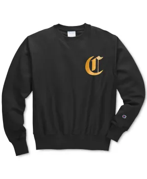 Champion Men's Life® Men's Reverse Weave® Crew, Old English Lettering Black