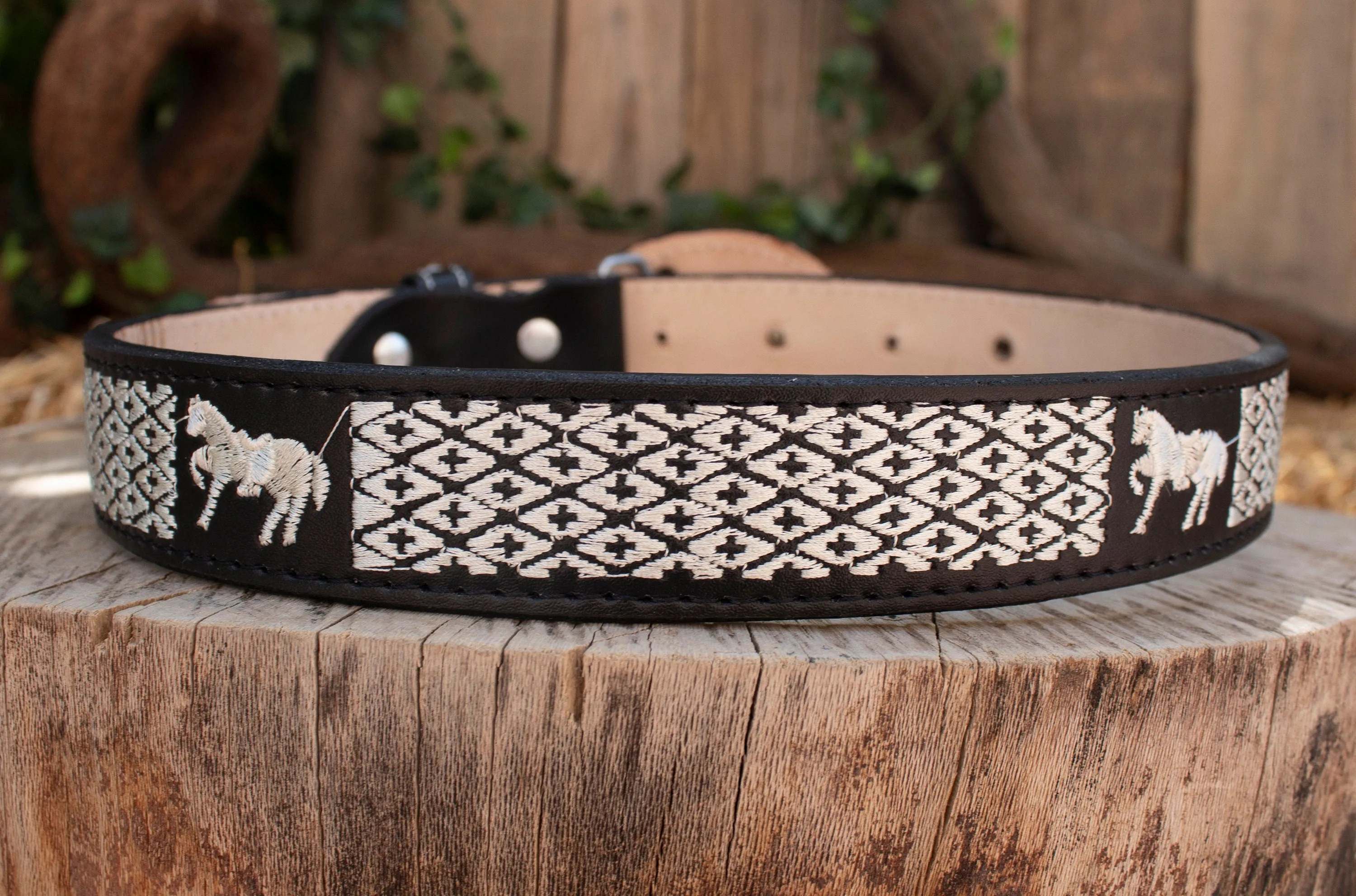 CHILDRENS YOUTH WESTERN HORSE EMBROIDERED COWBOY LEATHER BELT
