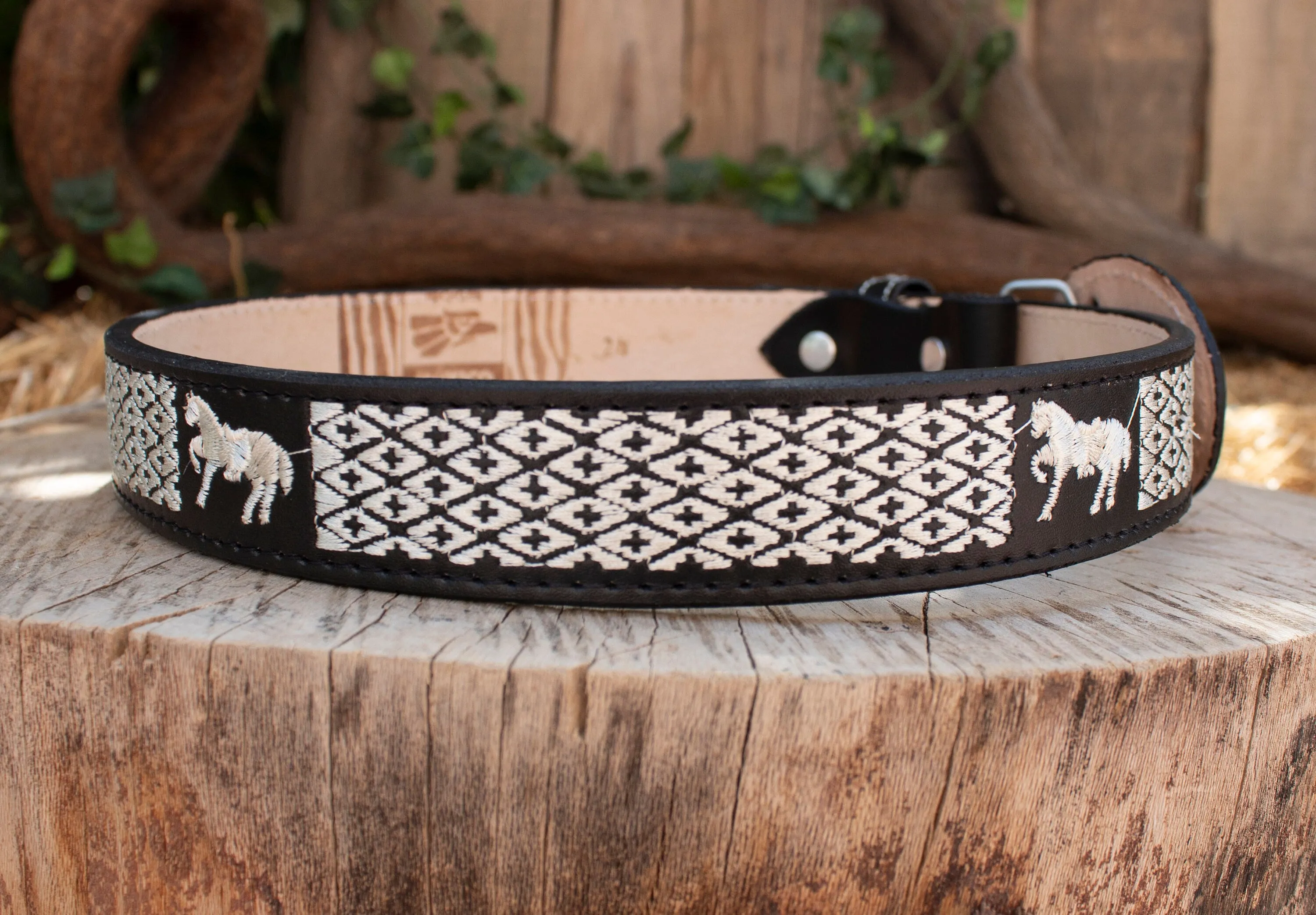 CHILDRENS YOUTH WESTERN HORSE EMBROIDERED COWBOY LEATHER BELT