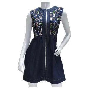 Christian Dior Denim Embroidered Sleeveless Dress
